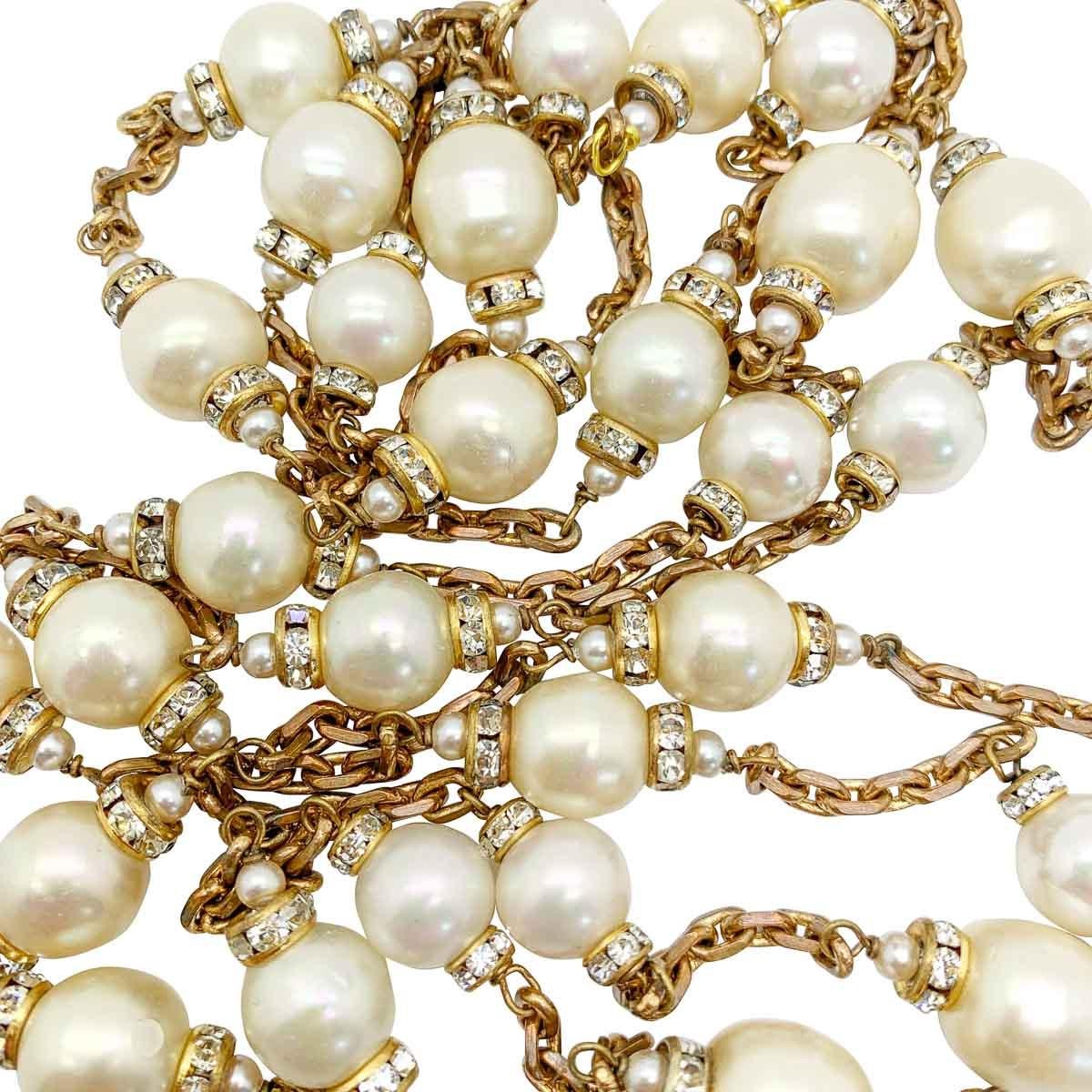A 1960s vintage Chanel pearl sautoir necklace attributed to Chanel (unsigned) which would have been made most likely by Maison Gripoix, Paris for the House whilst Coco Chanel was alive and heading her eponymous House. A sublime long baroque pearl