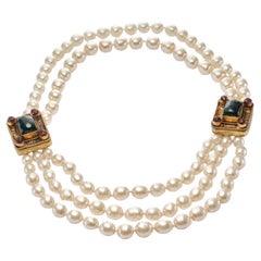 Vintage Chanel pearl necklace by R. Goossens and House of Gripoix signed 1984.