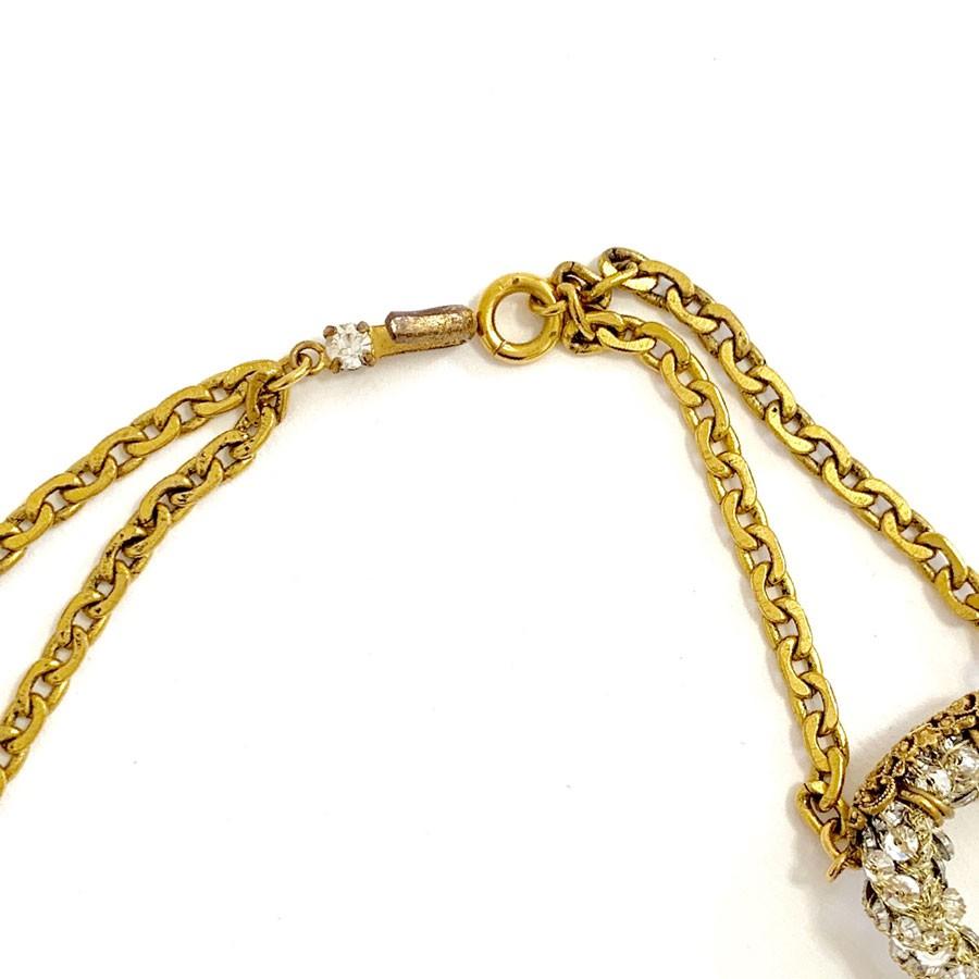 Vintage Chanel Pearls Rhinestone Gold Tone Necklace 5