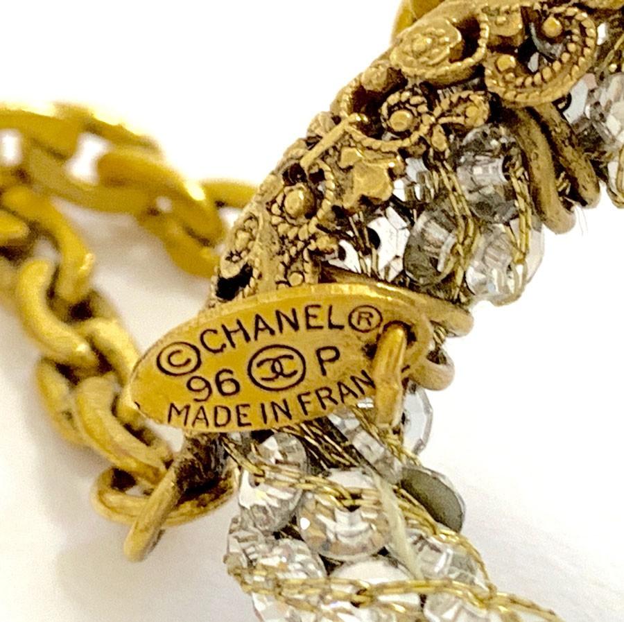 Vintage Chanel Pearls Rhinestone Gold Tone Necklace 1