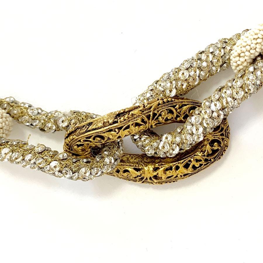 Vintage Chanel Pearls Rhinestone Gold Tone Necklace 4