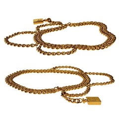 Vintage CHANEL Perfume Bottle Charm Tiered Chain Necklace Belt