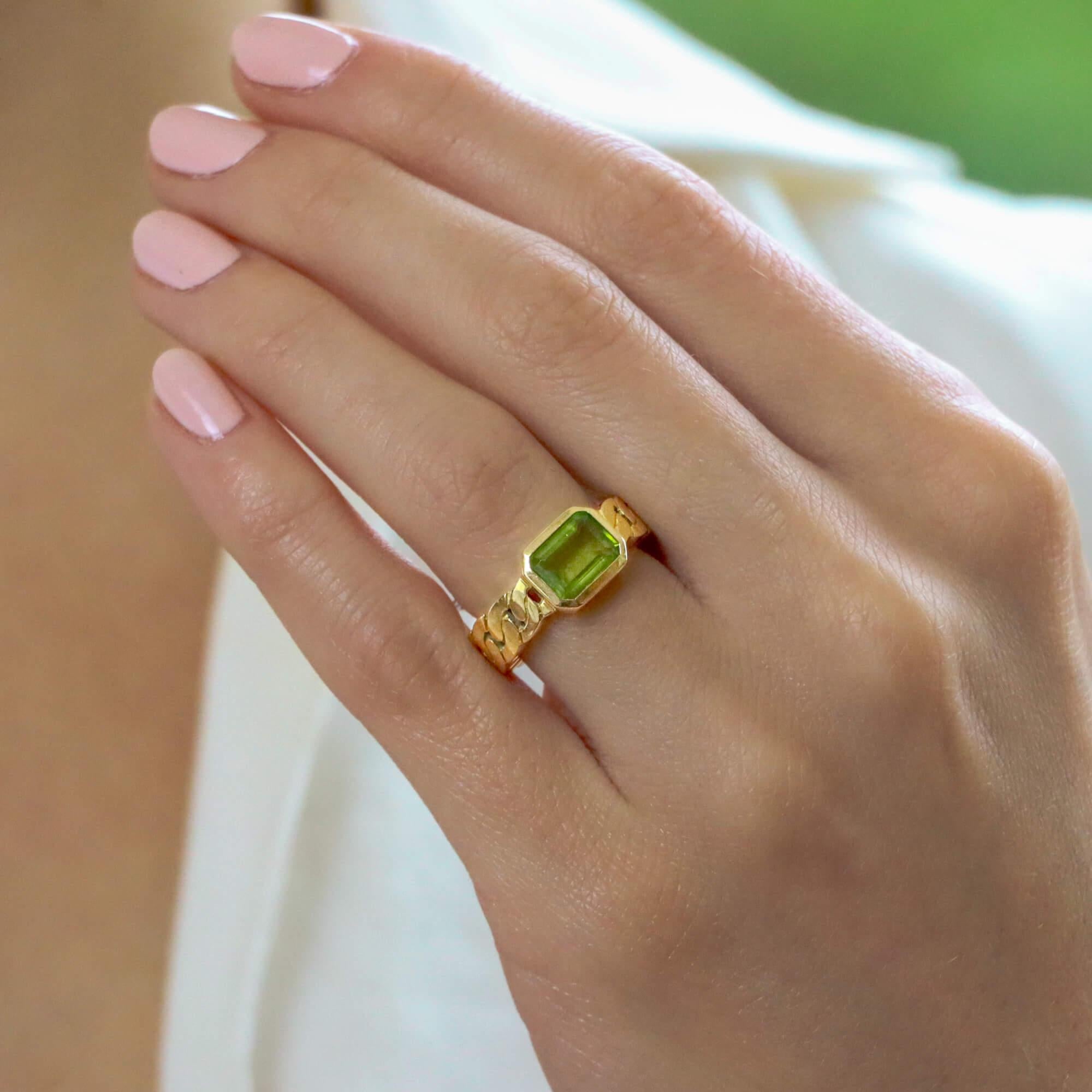 Vintage Chanel Peridot Ring Set in 18k Yellow Gold at 1stDibs