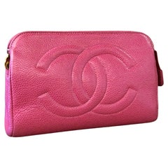 Vintage CHANEL Rosa Kaviar Leder Beuteltasche Clutch Bag ( Alt)