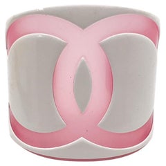 Vintage Chanel Pink Cut Out Oversize CC Cuff 2001