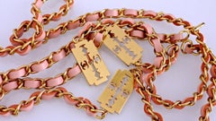 Vintage Chanel Pink Gold Razor Blade Belt Necklace