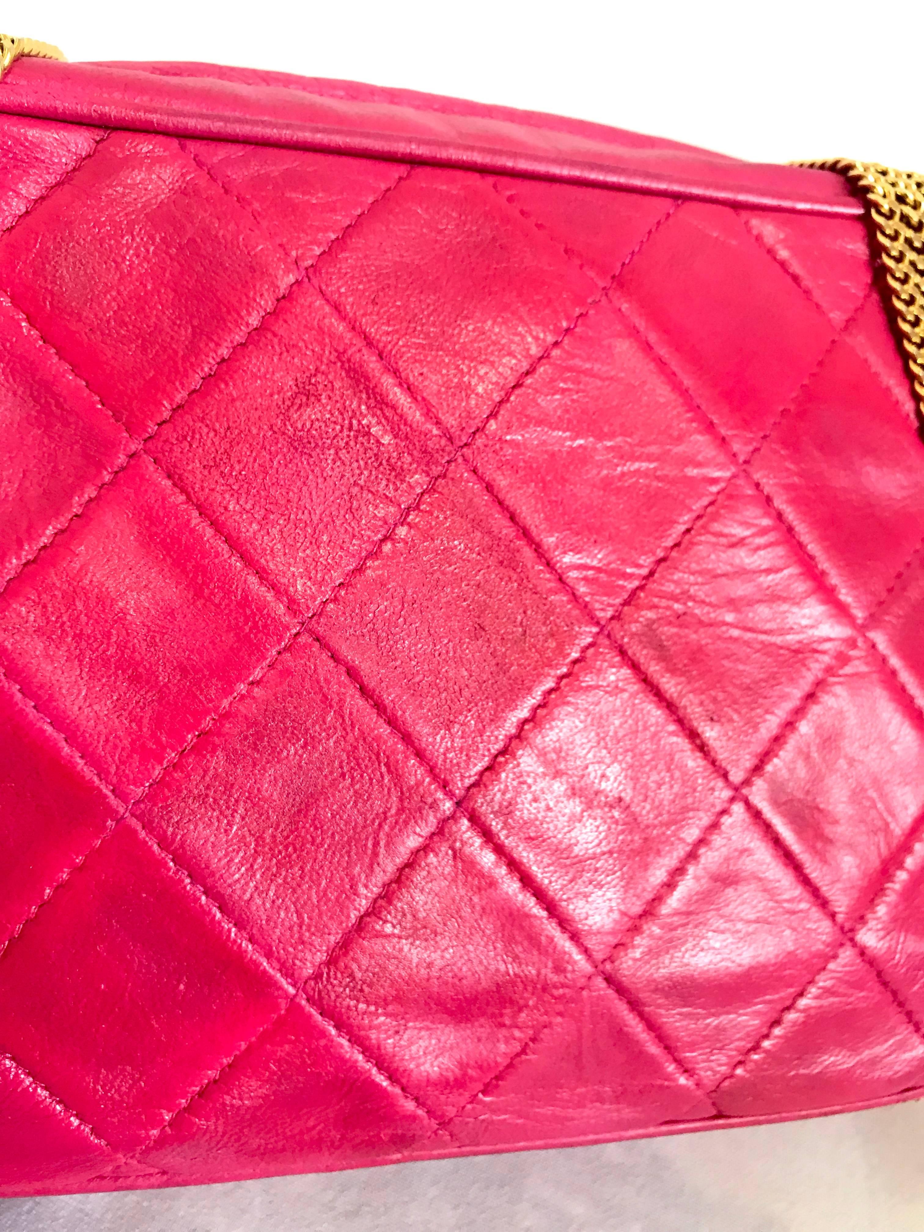 Chanel CC pink leather camera bag style Vintage shoulder bag with tassel For Sale 4