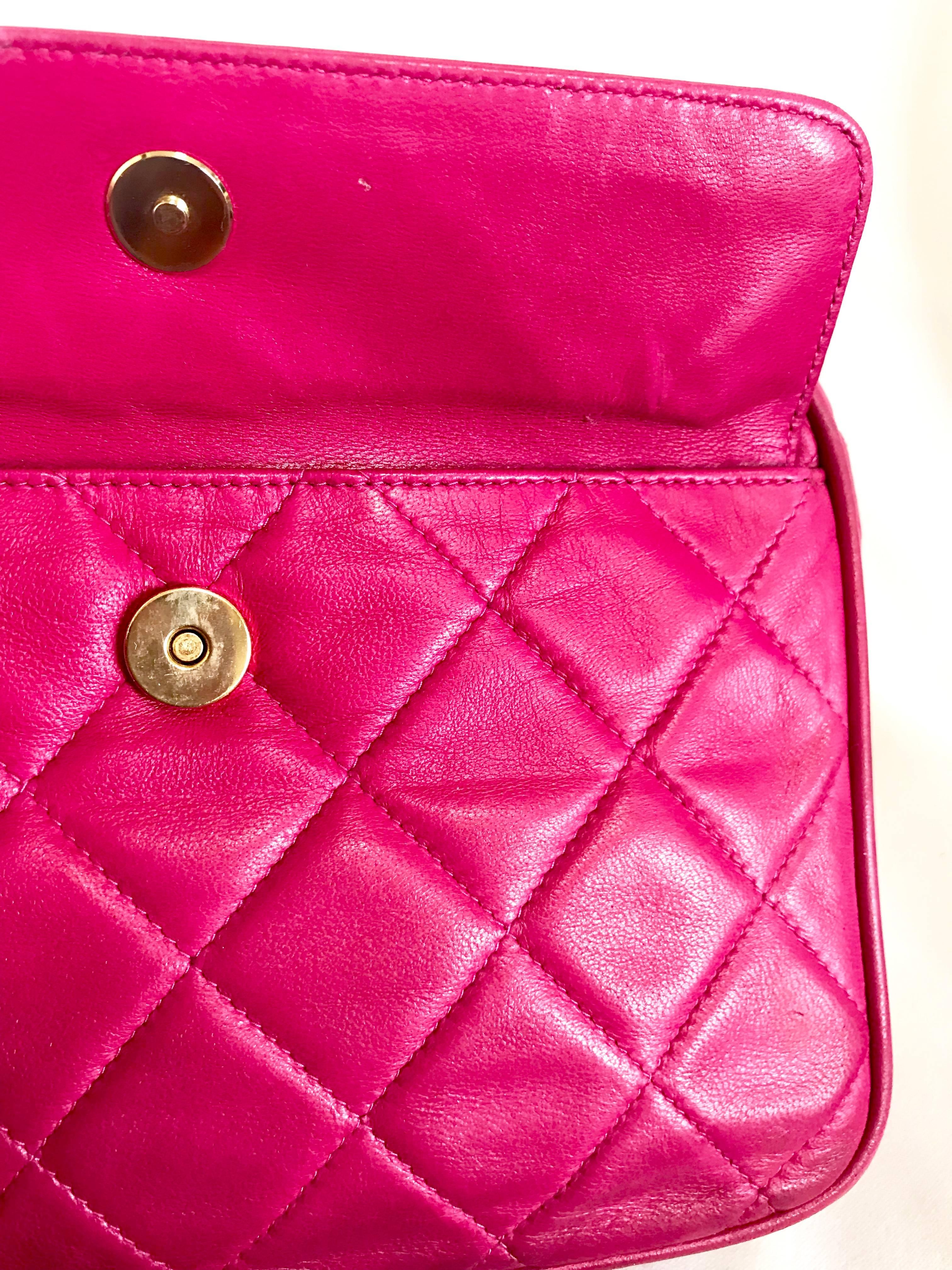 Chanel CC pink leather camera bag style Vintage shoulder bag with tassel  For Sale 9