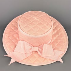 Vintage CHANEL Pink Quilted Cotton Flat Top Hat