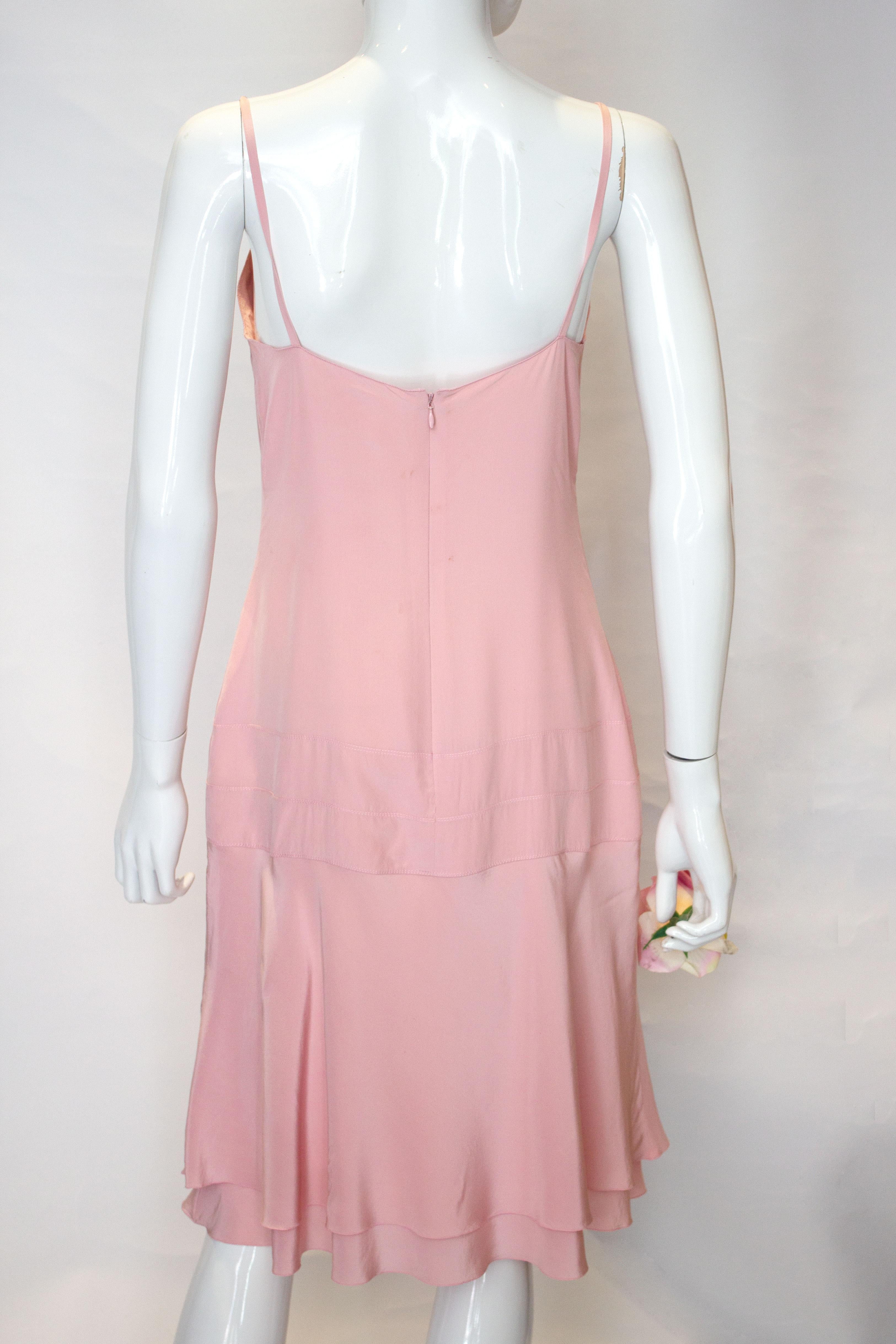 Beige Vintage Chanel Pink Silk Slip Dress