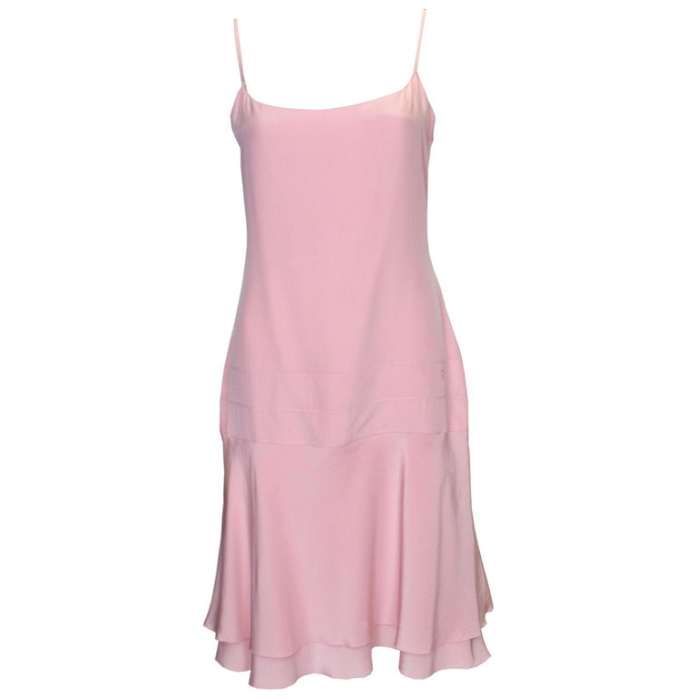 Vintage Chanel Pink Silk Slip Dress at 1stDibs chanel slip dress