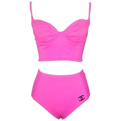 Vintage Chanel pink swimsuit size 40