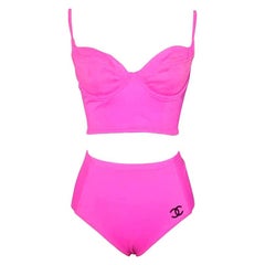 Vintage Chanel pink swimsuit size 40