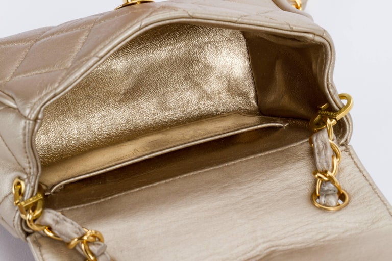 Vintage Chanel Platinum Metallic Quilted Lambskin Crossbody Evening Bag ...