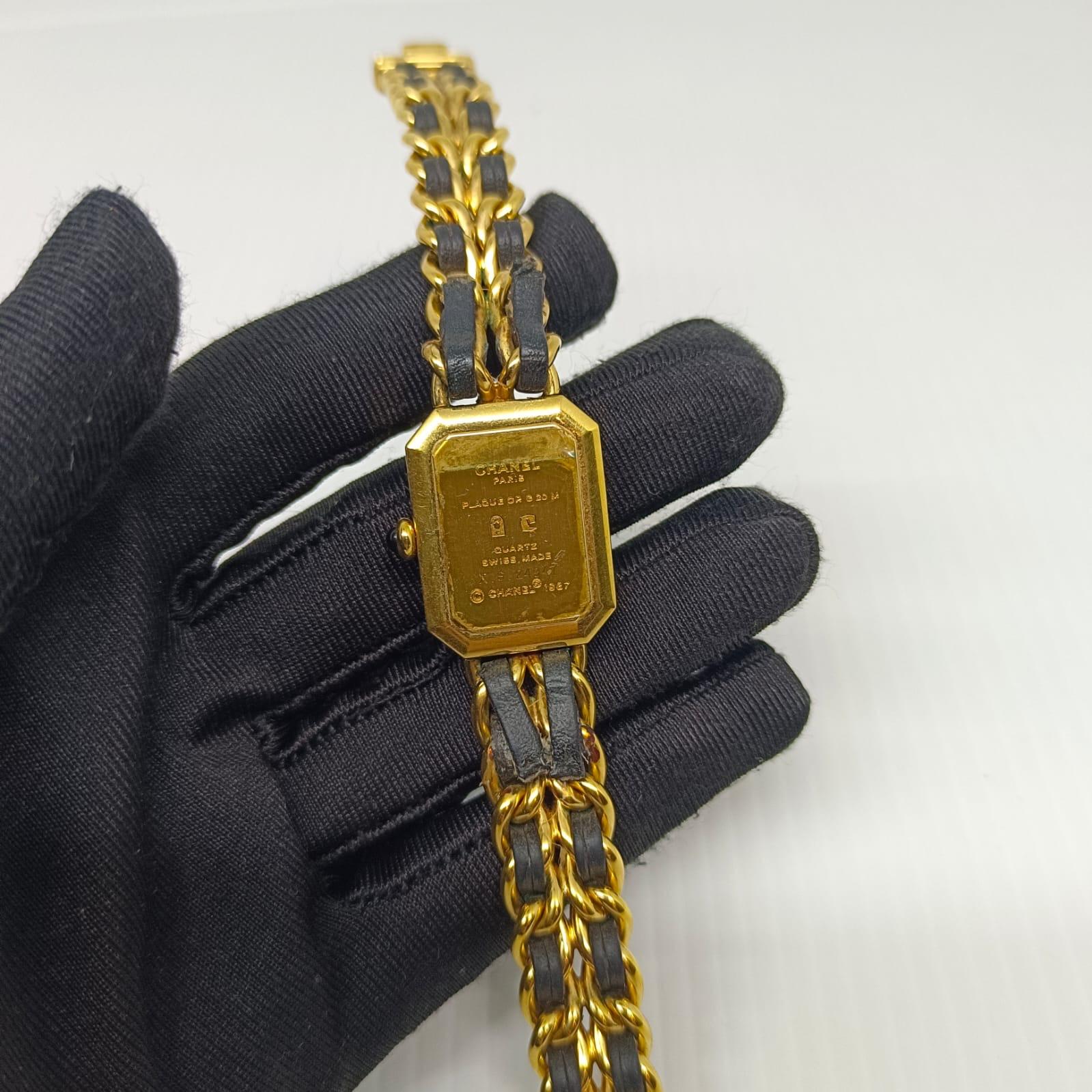 Vintage chanel premiere watch. Its considered a classic collection from Chanel and theyre still producing the newer version now. Comes as it is with no inclusion. Faint scratches on the hardware and tarnishing. Watch is still working. Will put the