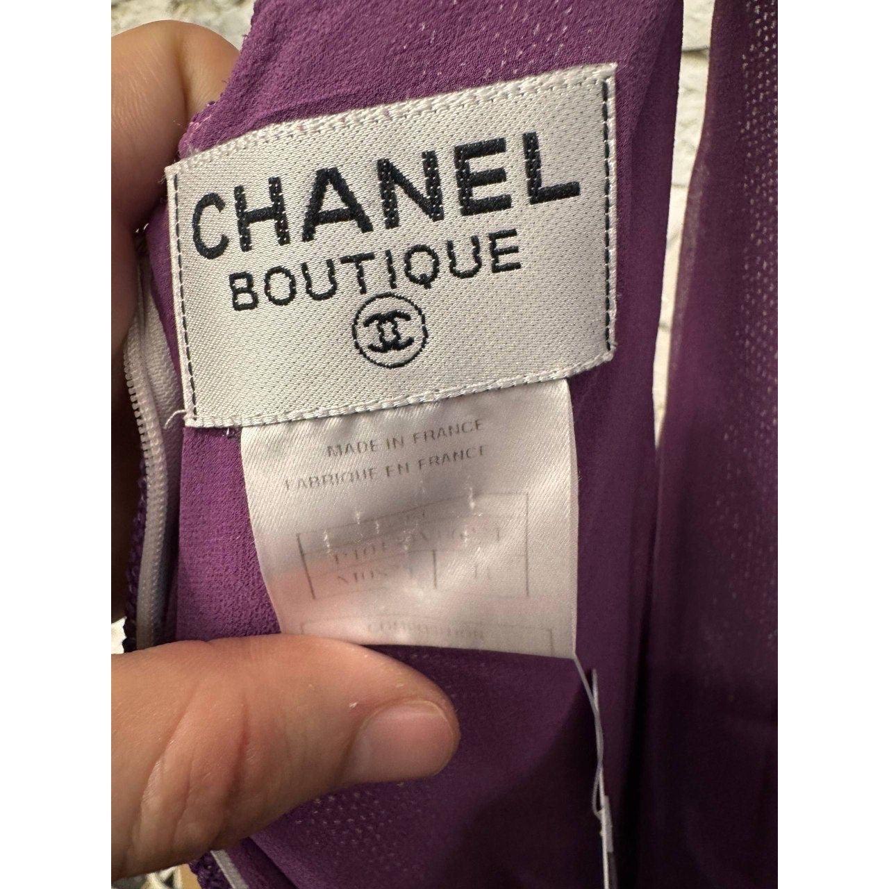 Vintage Chanel Lila A-Linien Kleid - Größe M im Angebot 1