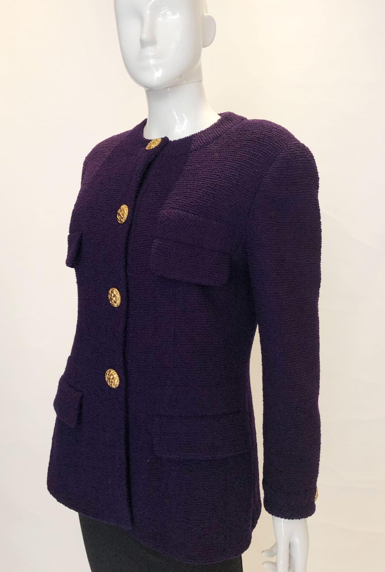 Vintage Chanel Purple Boucle Jacket at 1stDibs
