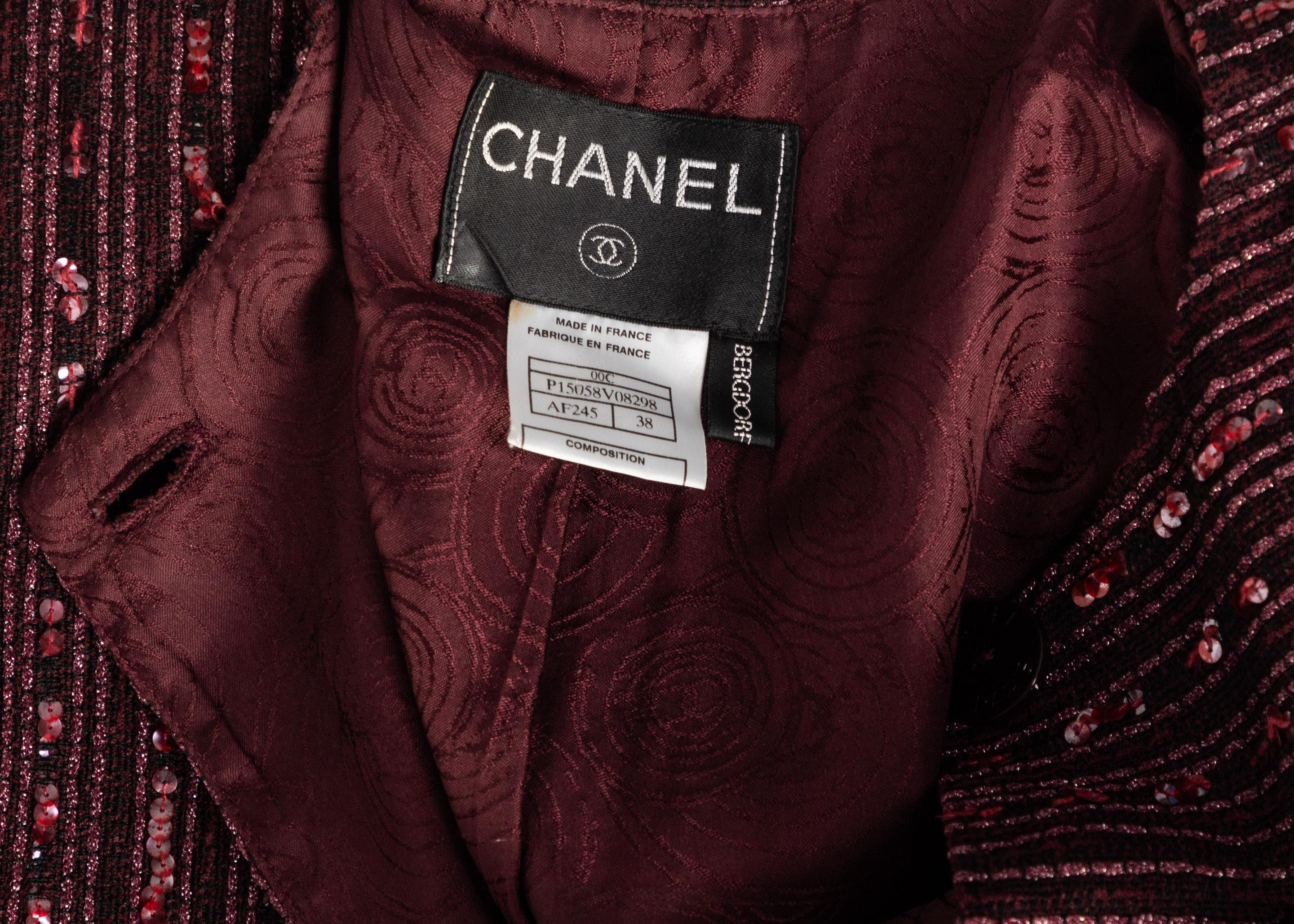 Vintage Chanel Purple Magenta Sequins Jacket, Cruise 2000 3