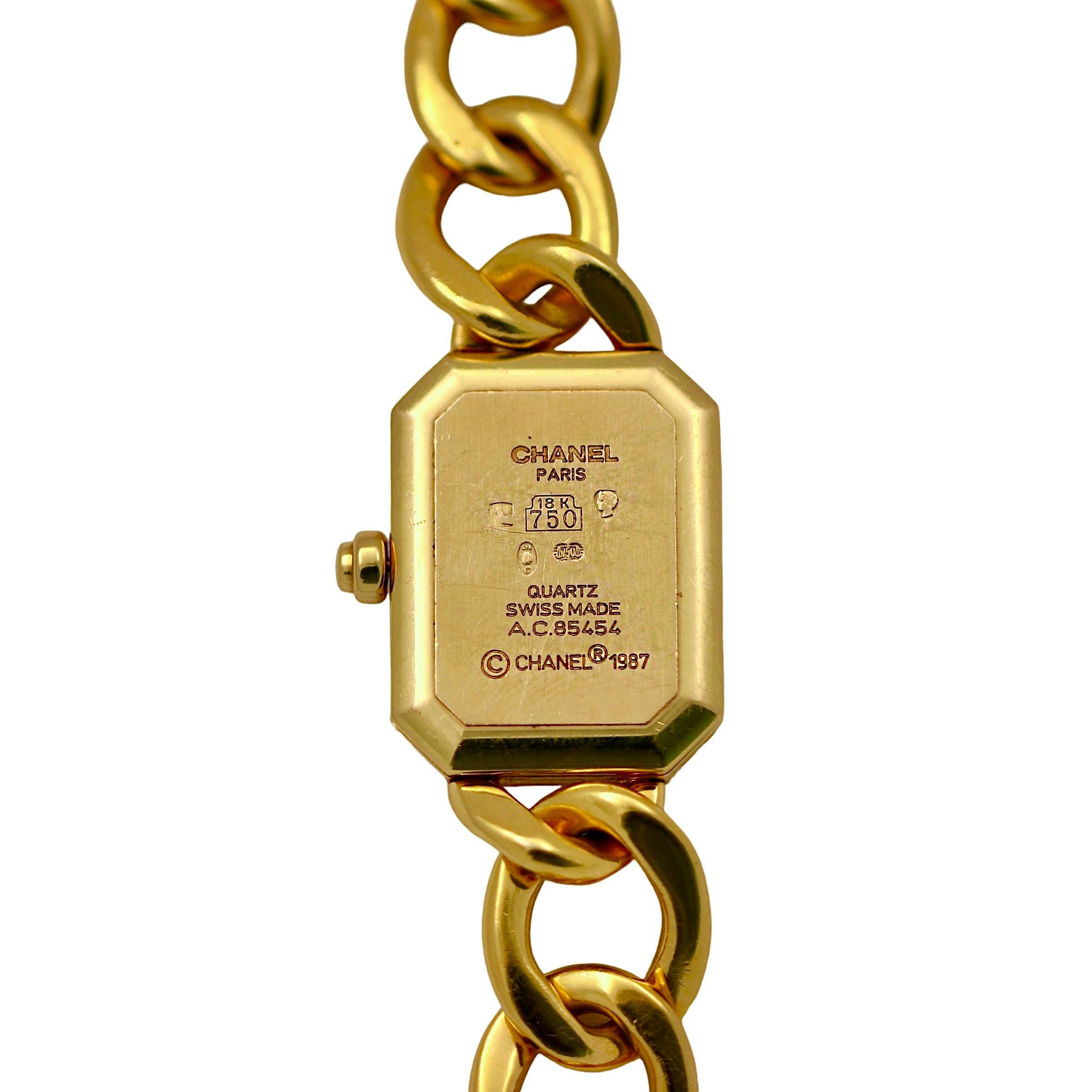 Vintage Chanel Premiere Gelbgold-Modeuhr mit integriertem Goldband Damen im Angebot