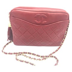 Vintage Chanel quilted lambskin bag, red, 1985 and Carte E'Authenticite 