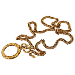 Vintage CHANEL Quilted Magnifying Glass Chain Necklace