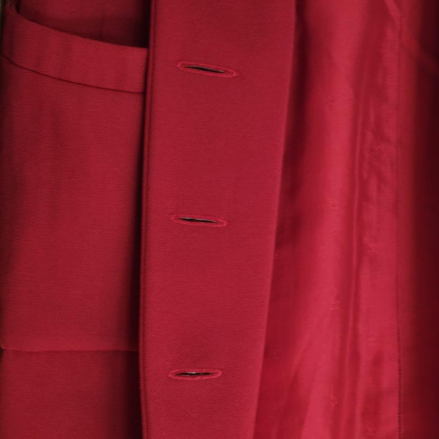 Vintage Chanel Red Belted Blazer Wool Dress For Sale 7