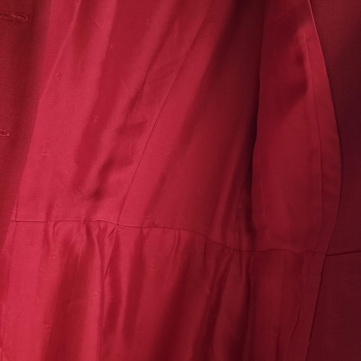 Vintage Chanel Red Belted Blazer Wool Dress For Sale 8