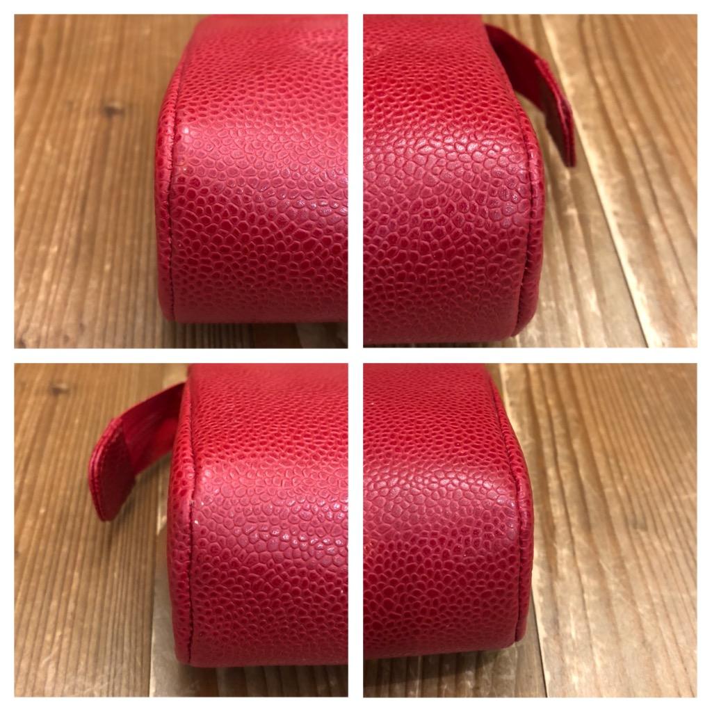 RESERVED Vintage CHANEL Red Caviar Leather Pouch Bag Clutch (Altered) 2