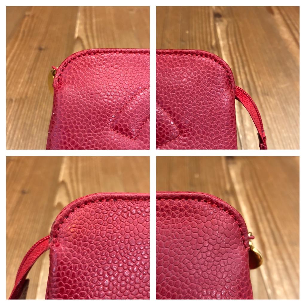 RESERVED Vintage CHANEL Red Caviar Leather Pouch Bag Clutch (Altered) 3