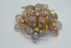 Vintage Chanel Red Green Poured Glass Gripoix Pearl drop byzantine Brooch