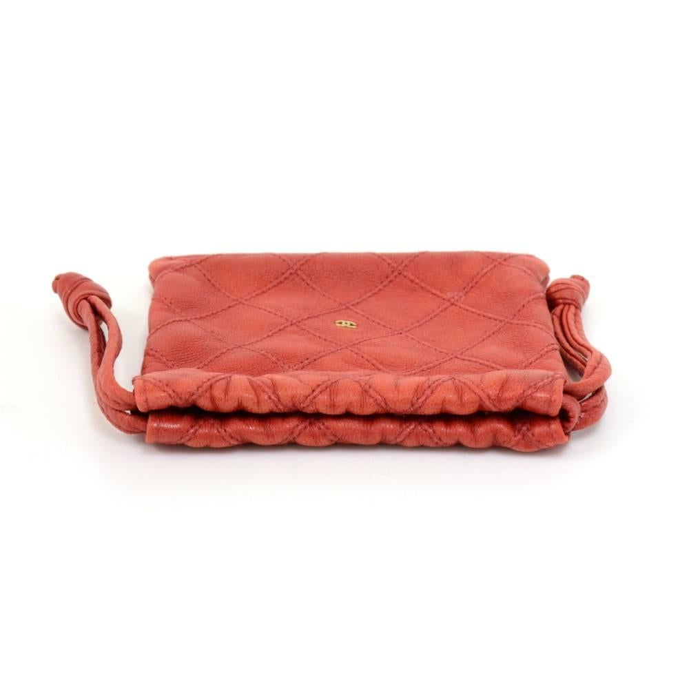 Chanel Vintage Red Quilted Leather Mini Pouch In Good Condition In Fukuoka, Kyushu