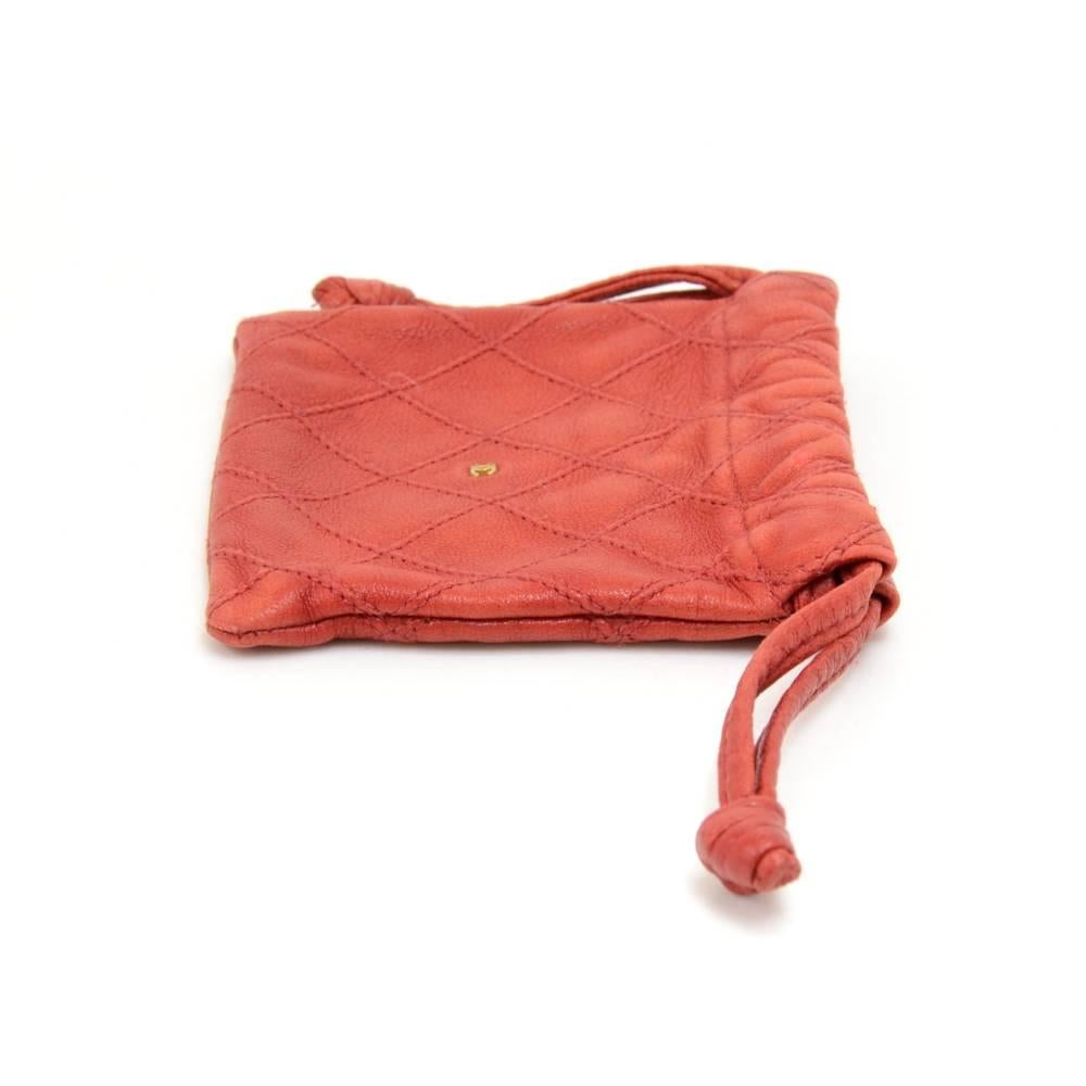 Women's Chanel Vintage Red Quilted Leather Mini Pouch