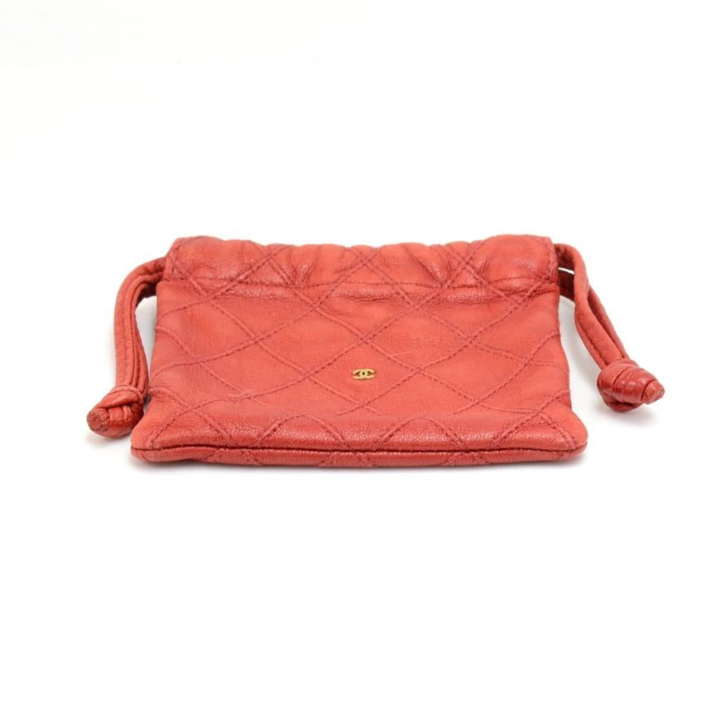 Chanel Vintage Red Quilted Leather Mini Pouch 1