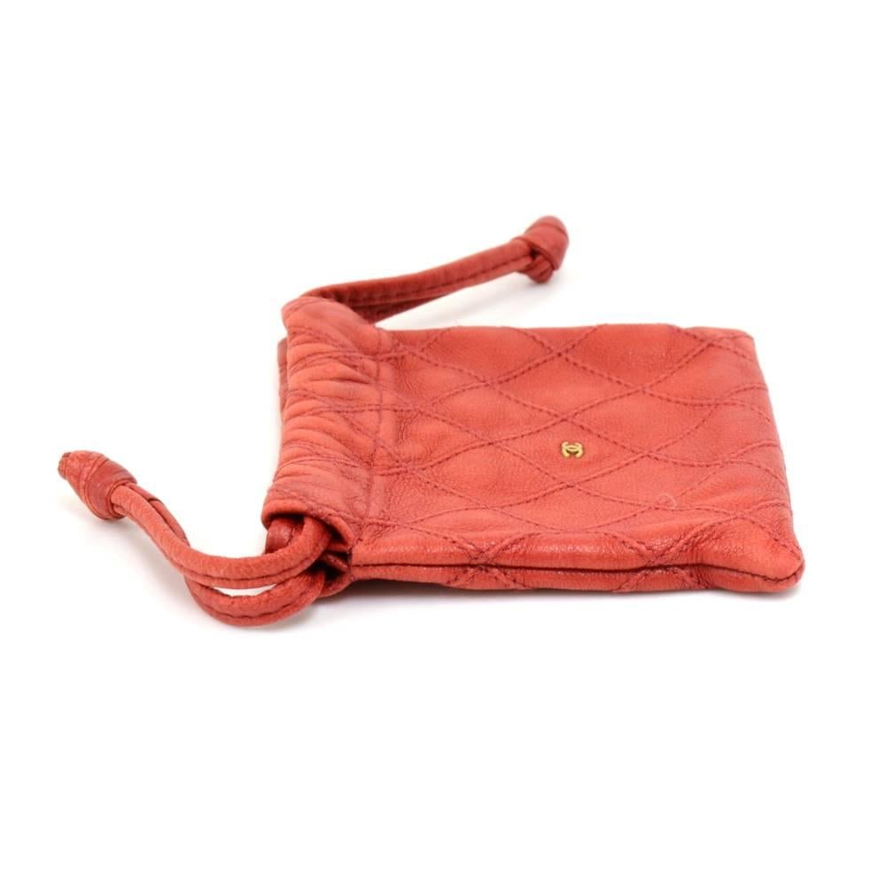 Chanel Vintage Red Quilted Leather Mini Pouch 2