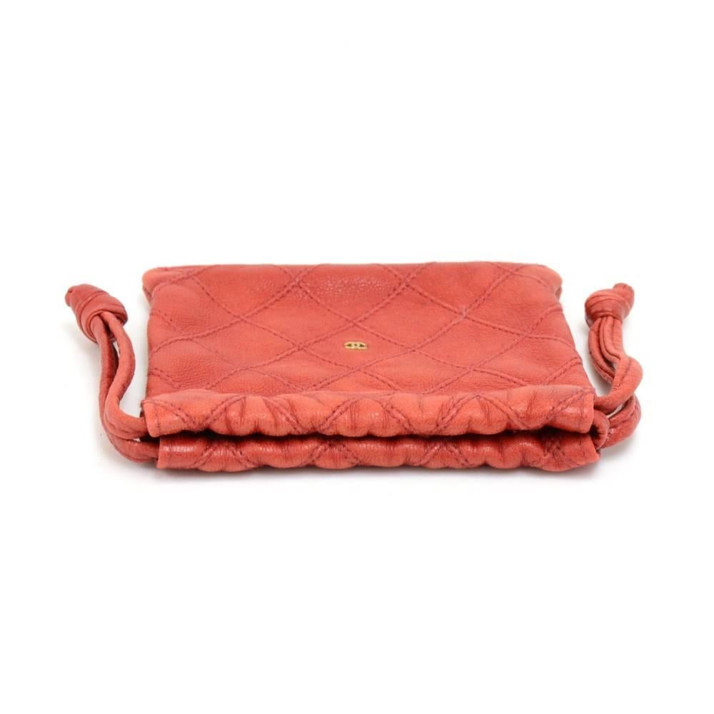 Chanel Vintage Red Quilted Leather Mini Pouch 3