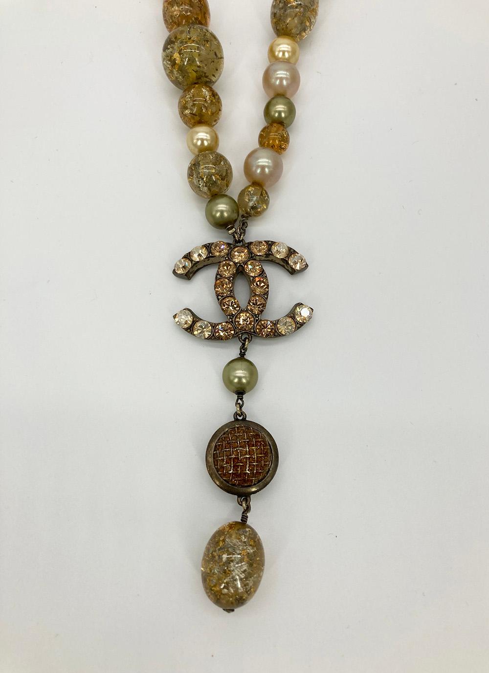 Halskette Vintage Chanel mit Strass und Perlen im Angebot 2