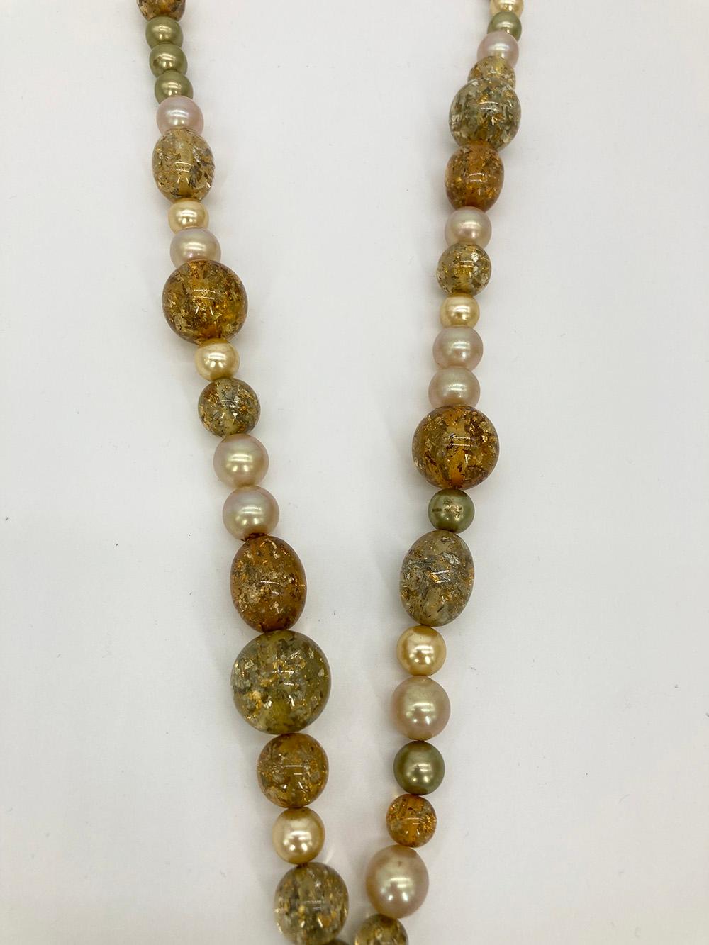 Halskette Vintage Chanel mit Strass und Perlen im Angebot 3