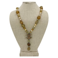 Retro Chanel Rhinestone Beaded Pearl Necklace