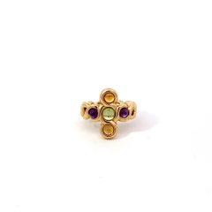 Vintage Chanel Ring in 18k Yellow Gold with Amethyst, Citrine, and Peridot