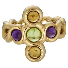 Vintage Chanel Ring in 18k Yellow Gold with Amethyst, Citrine, and Peridot