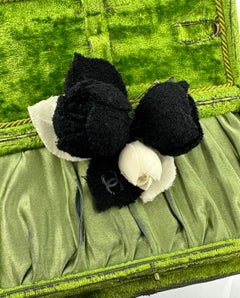 Vintage Chanel Rose Camellia Flower Brooch Made In France Black White Rare