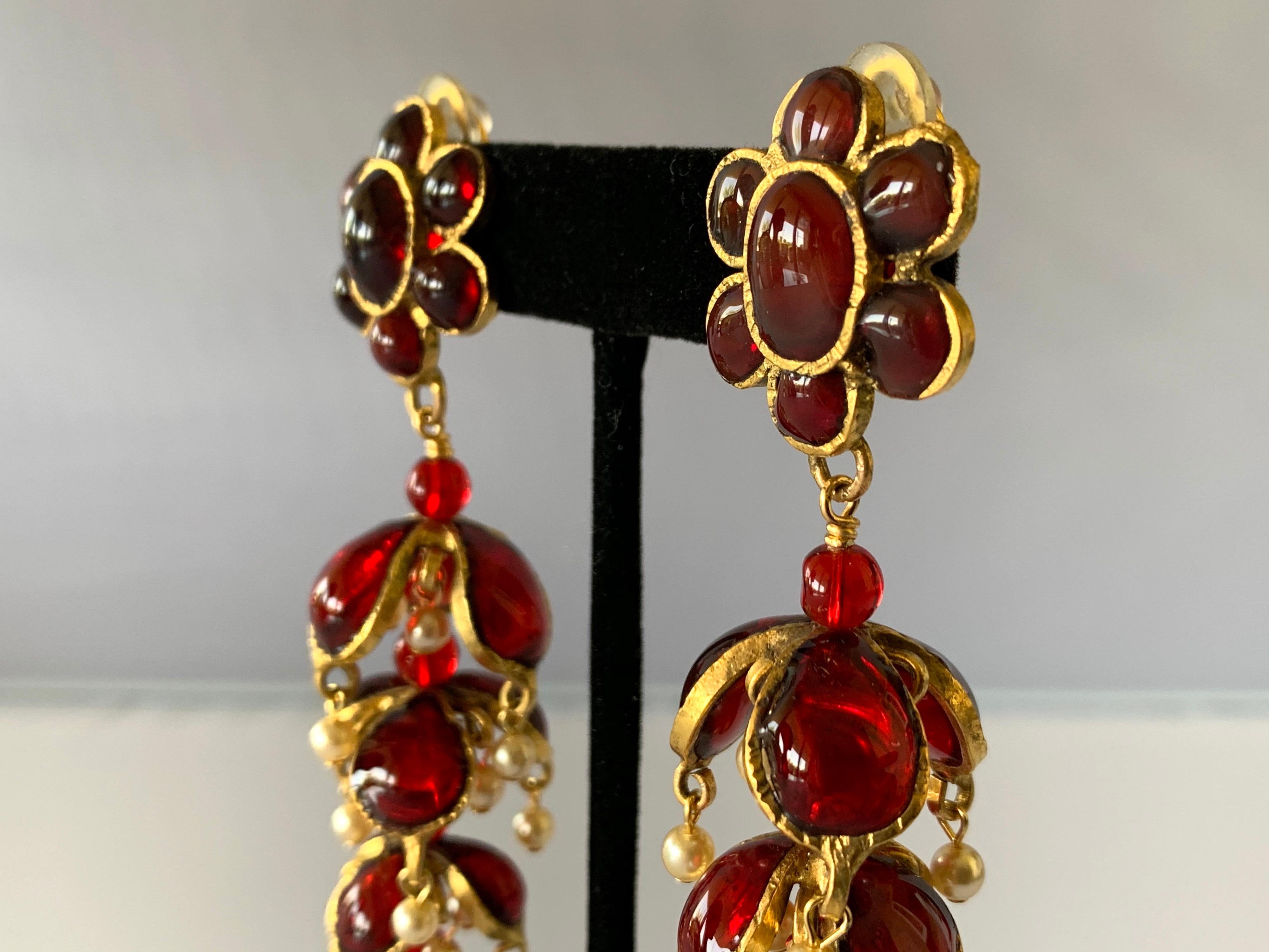 Vintage Chanel Ruby and Pearl Mughal Statement Earrings 5