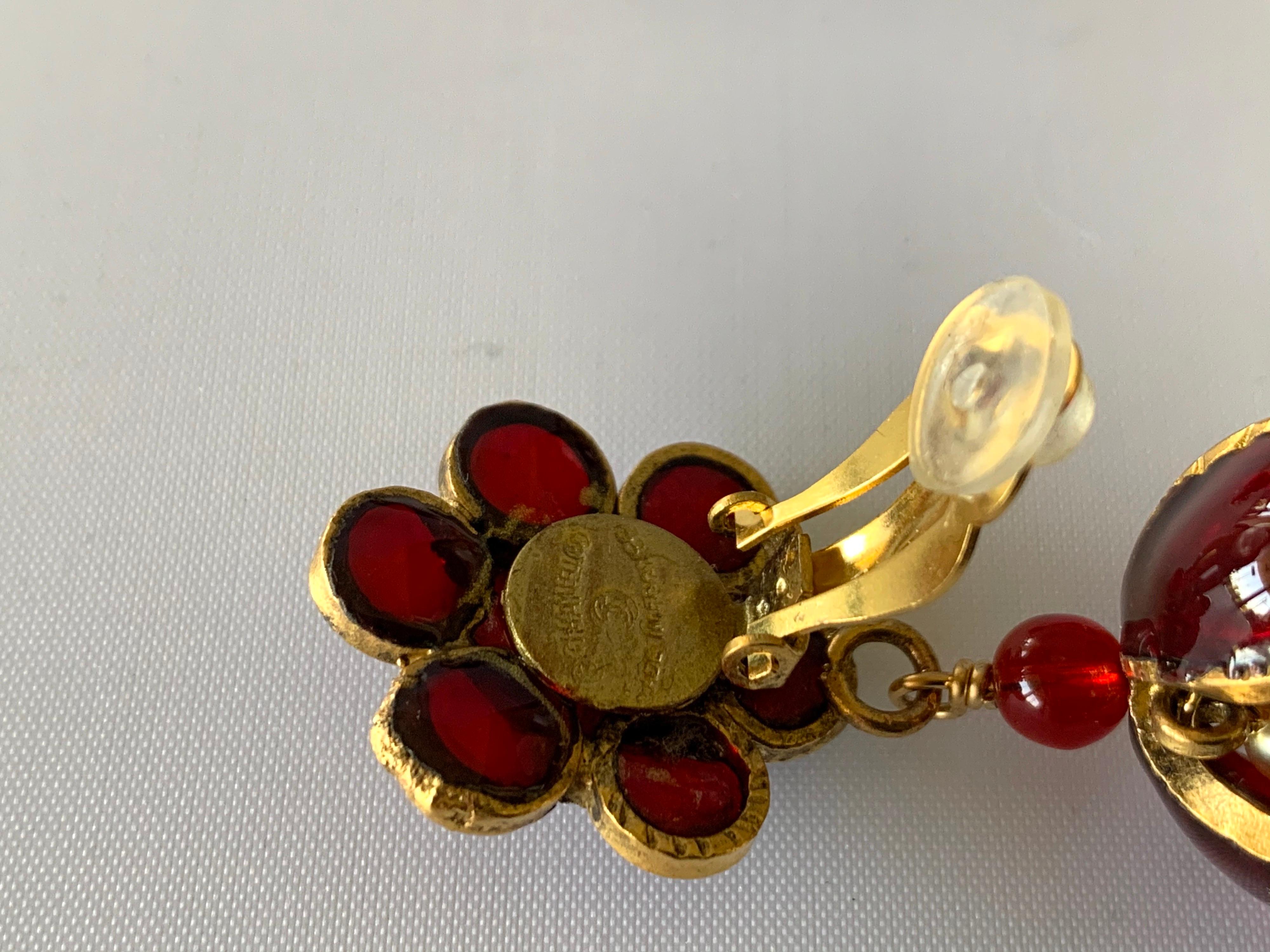 Vintage Chanel Ruby and Pearl Mughal Statement Earrings 6