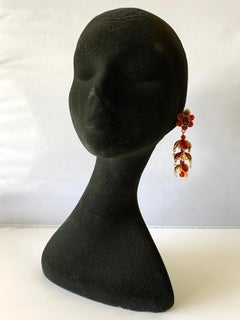 Vintage Chanel Ruby and Pearl Mughal Statement Earrings