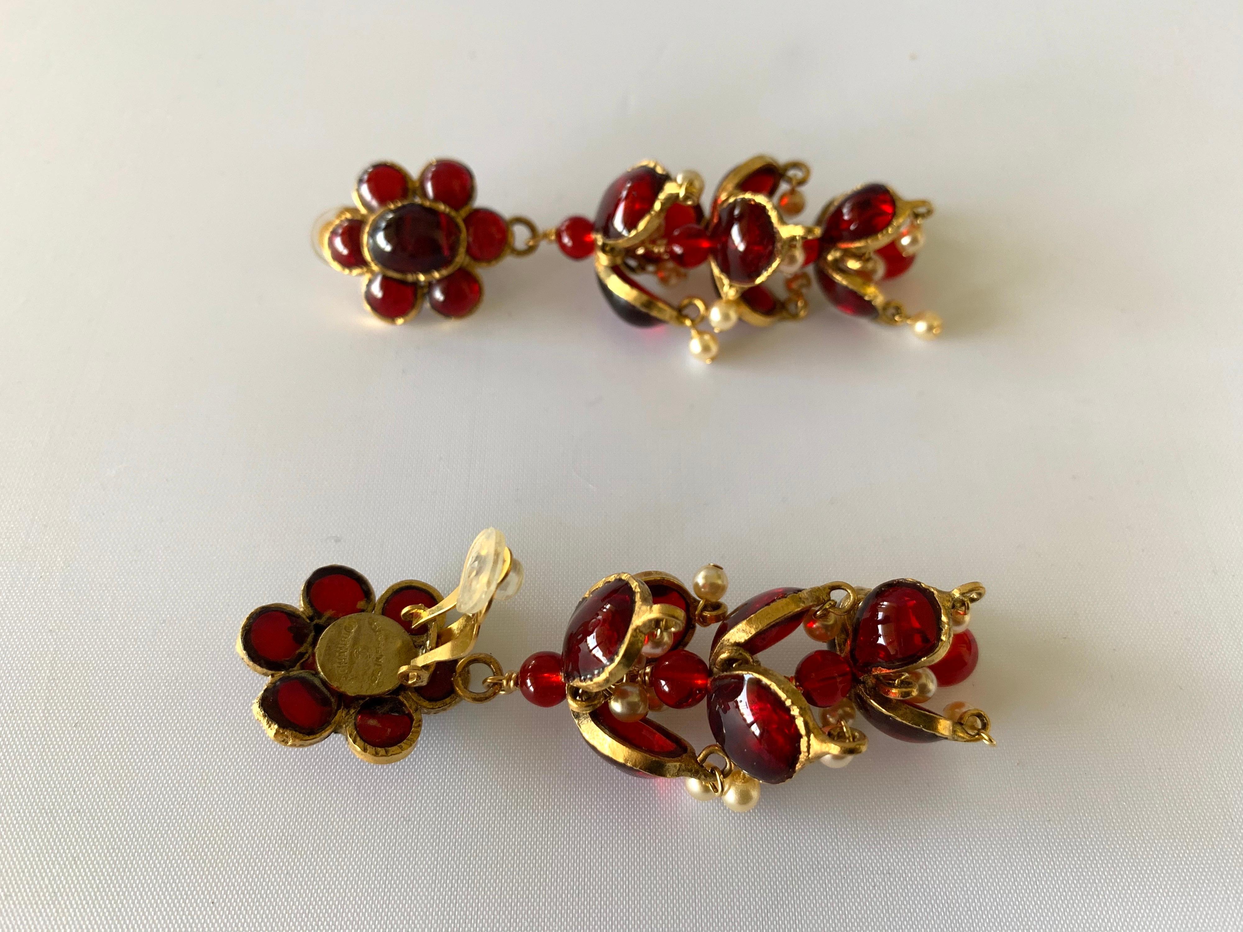 Vintage Chanel Ruby and Pearl Mughal Statement Earrings 2