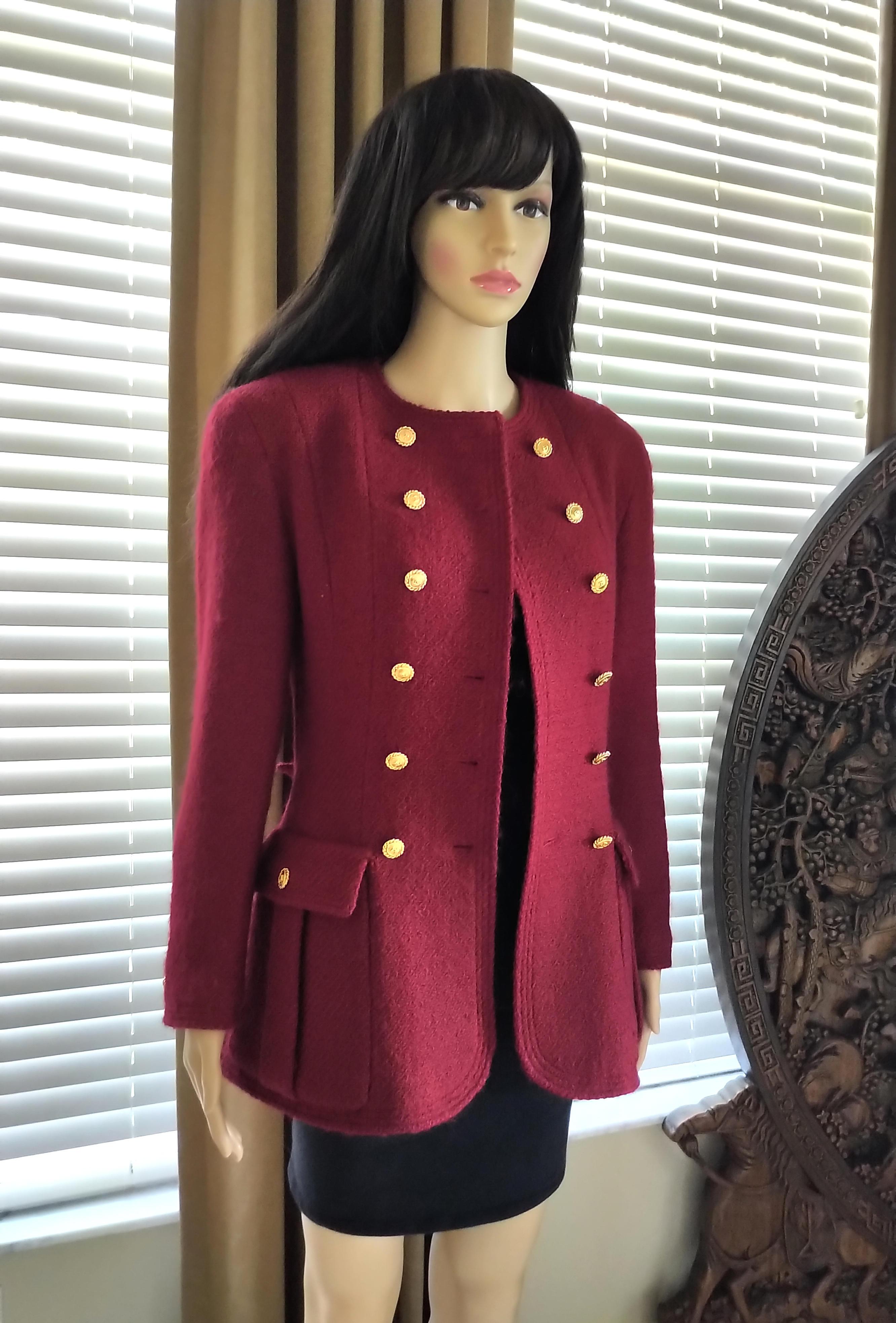 tweed jacket with gold buttons
