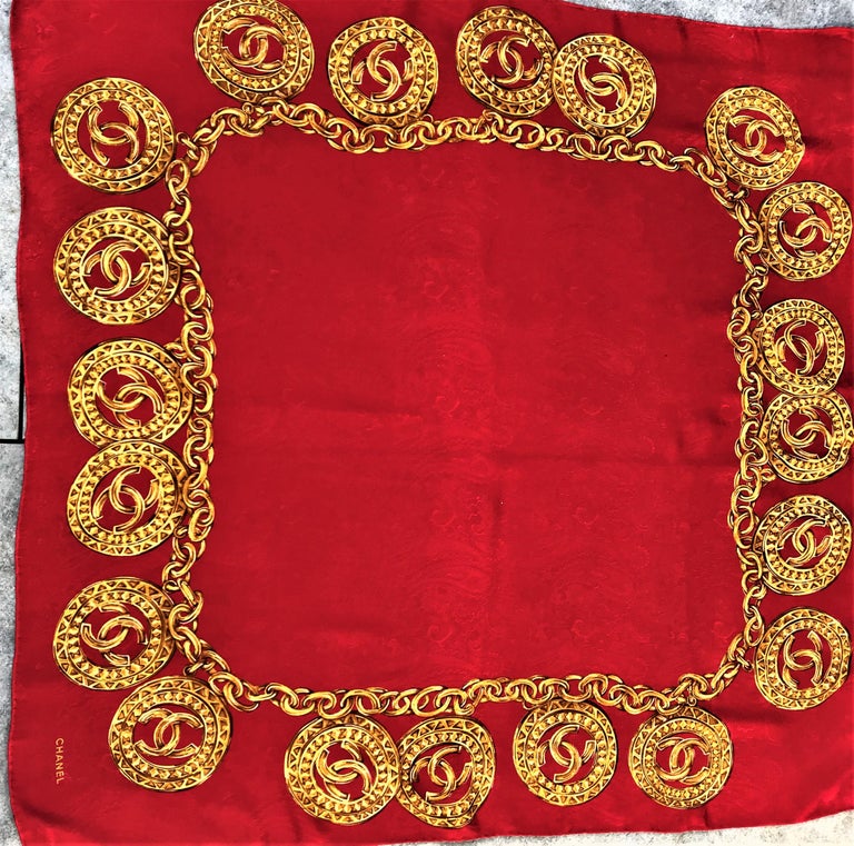 Chanel Vintage - Gem Printed Silk Scarf - Red - Silk Foulard - Luxury High  Quality - Avvenice