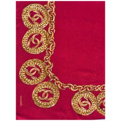 Vintage Chanel Scarf red silk 80X80 cm