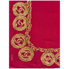 Vintage Chanel Scarf red silk 80X80 cm 