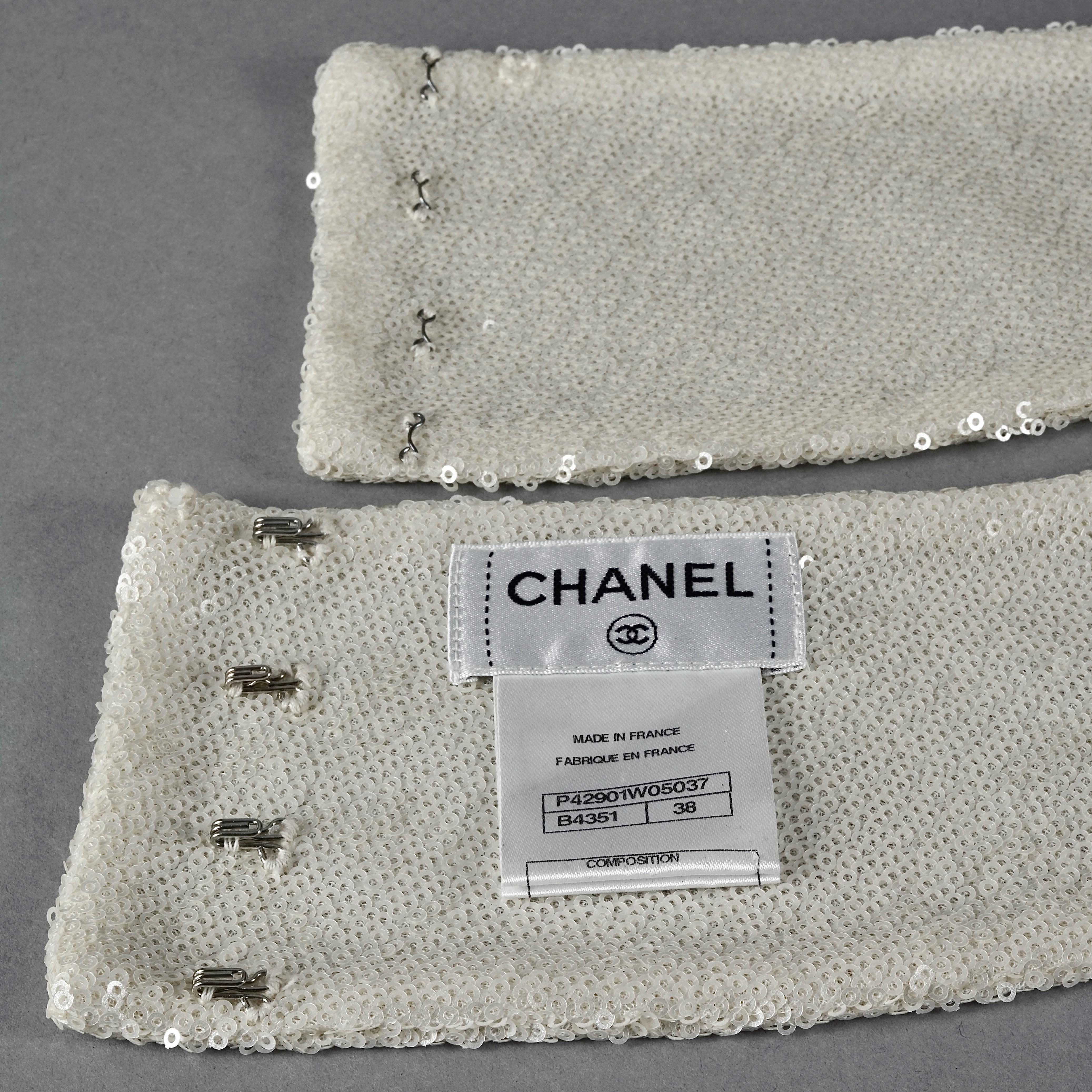 Vintage CHANEL Sequin Ecru Wide Obi Corset Belt For Sale 3